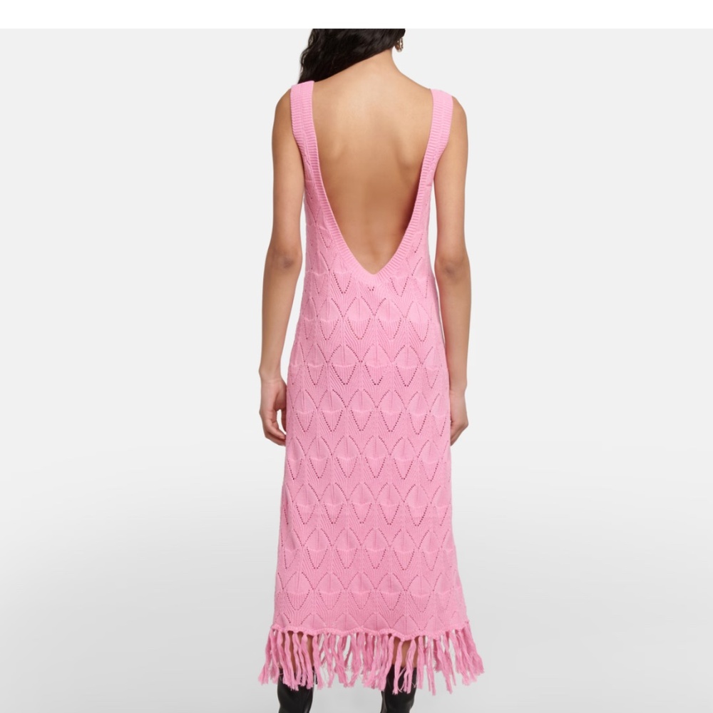 NWT DODO BAR OR Women's Boho Pink Cotton Midi Fringe Dress ~ Ladies Size…